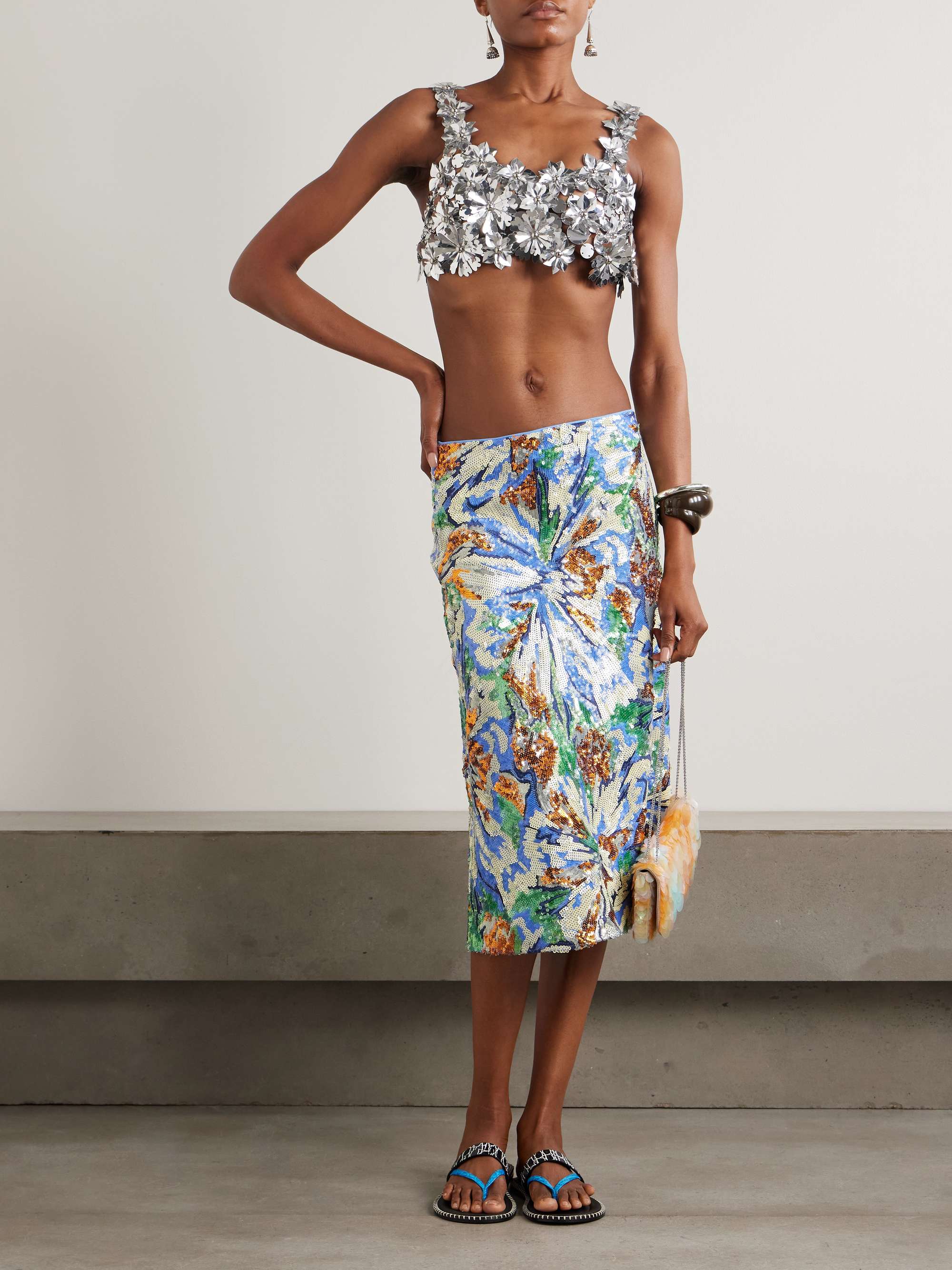 Cropped Embellished Chainmail Top