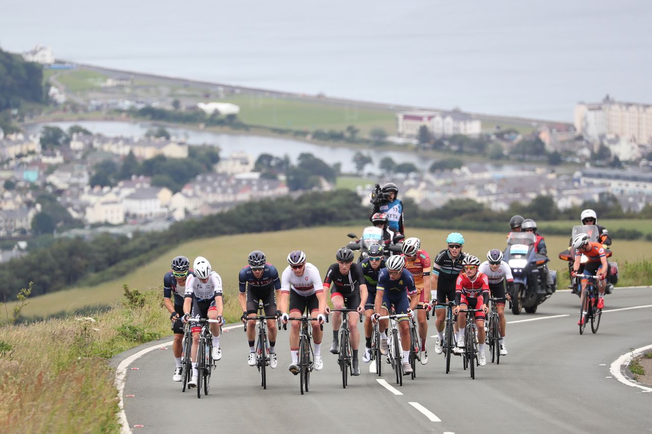 A select group spread across the road at the British national championship road race