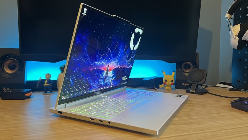 Lenovo Legion 7 gaming laptop on a wooden desk