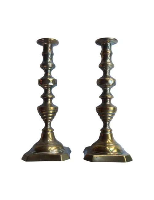 Large Pair of Antique Brass Candlesticks.English, 19th Century