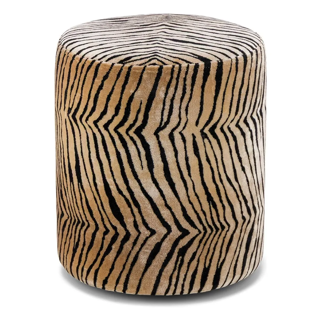 Round Velvet Mobile Pouffe | Tiger