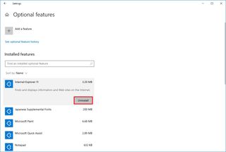 Windows 10 remove optional features