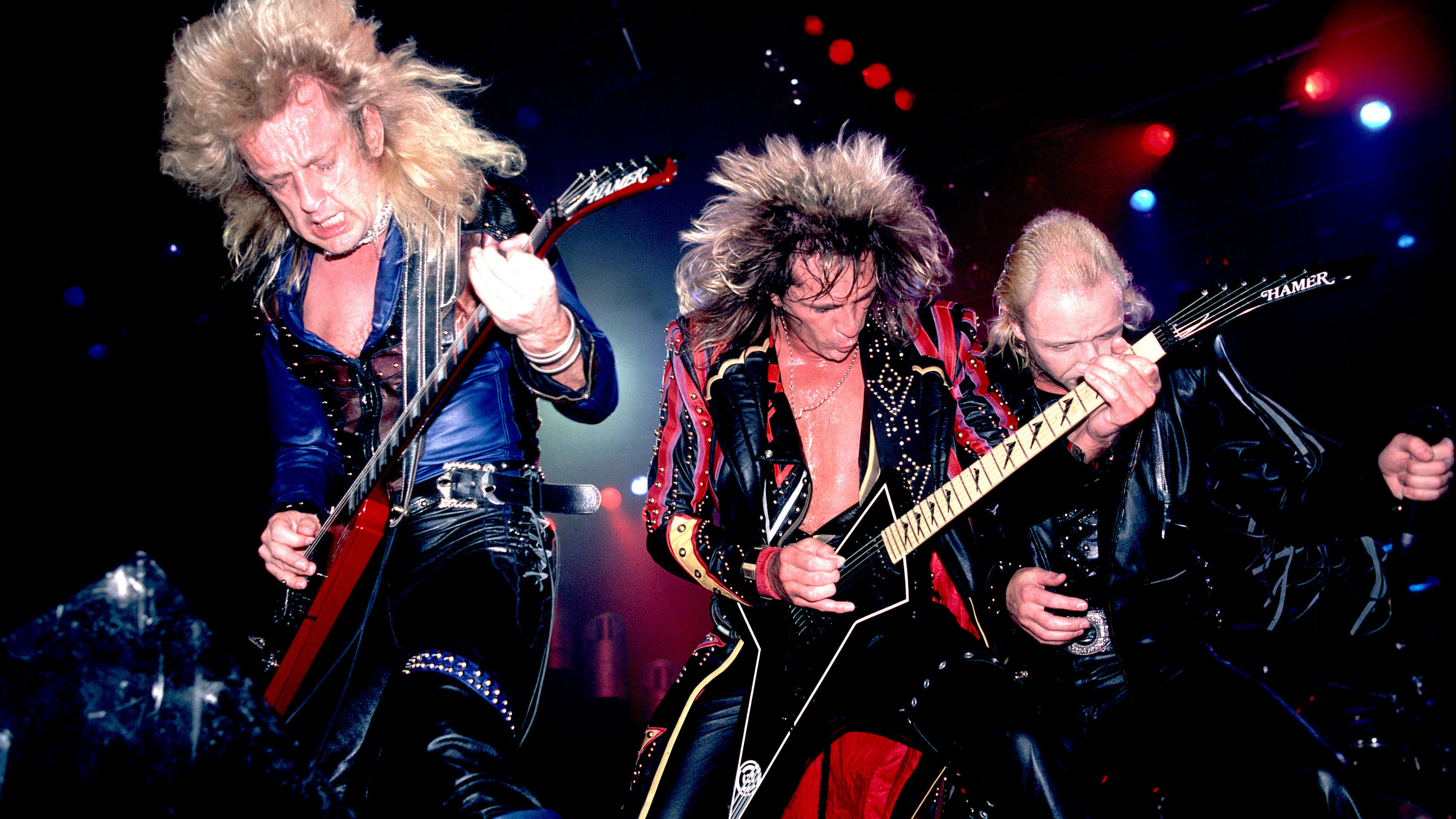 KK Downing, Glenn Tipton and Rob Halford of Judas Priest on 6/11/84 in Chicago, IL