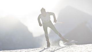 A man skate skiing in a competition