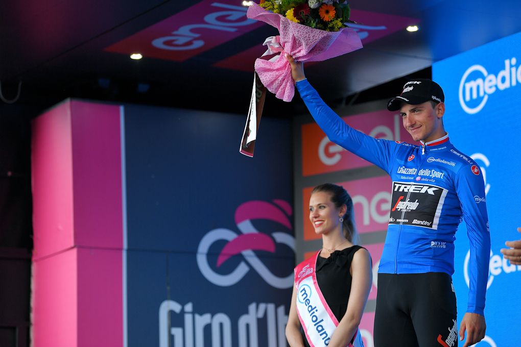Giulio Ciccone in blue after stage 10 at the Giro