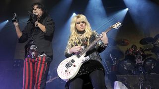 Alice Cooper (L) and Orianthi perform at The Warfield on November 27, 2012 in San Francisco, California