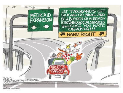 Political cartoon Medicaid insurance