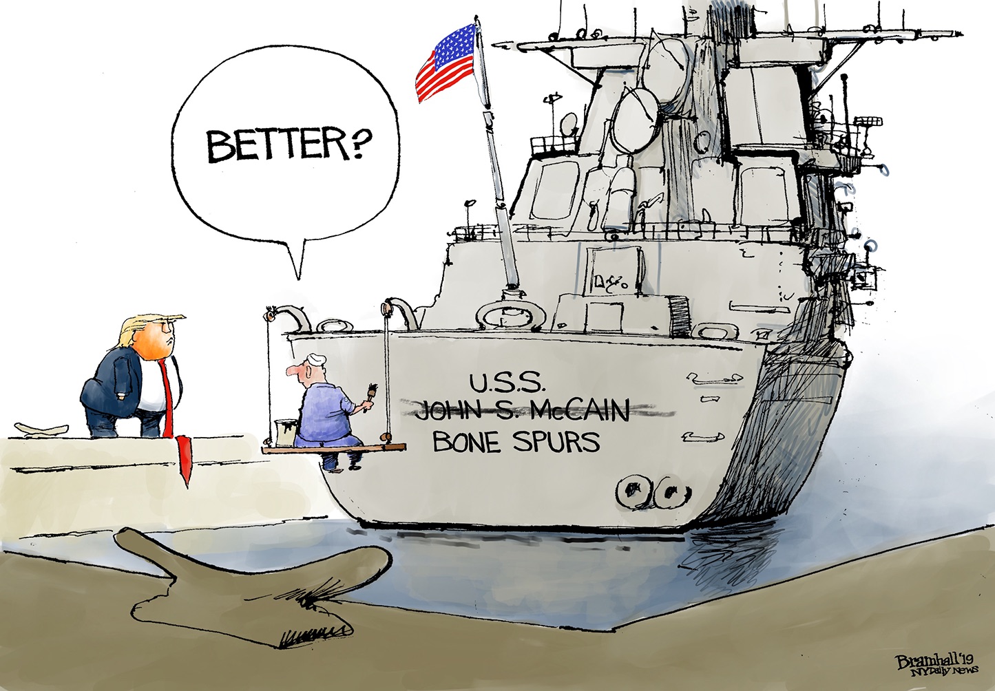 Political Cartoon U.S. USS John McCain Bone Spurs Trump Draft Dodge ...