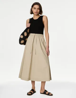 Pure Cotton Midi Utility Circle Skirt