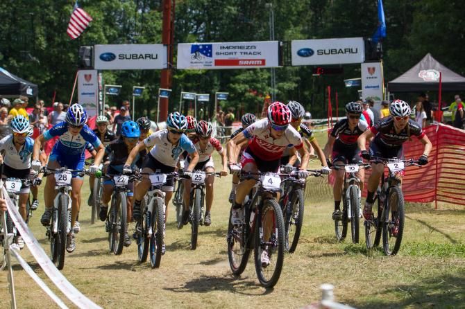 The start of the elite women's short track race at the Subaru Cup