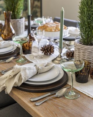 Christmas table decor details with napkin arrangement by Marie Flanigan