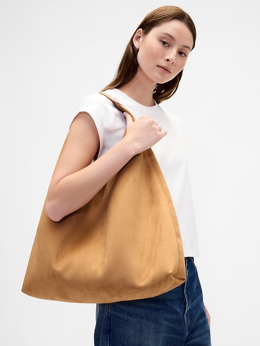 Vegan Suede Slouchy Tote Bag