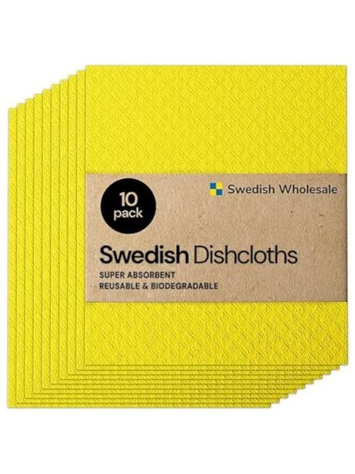 Swedish Wholesale Dishcloths Reusable 8" X 7" Sponge Cloths, 10 Pack