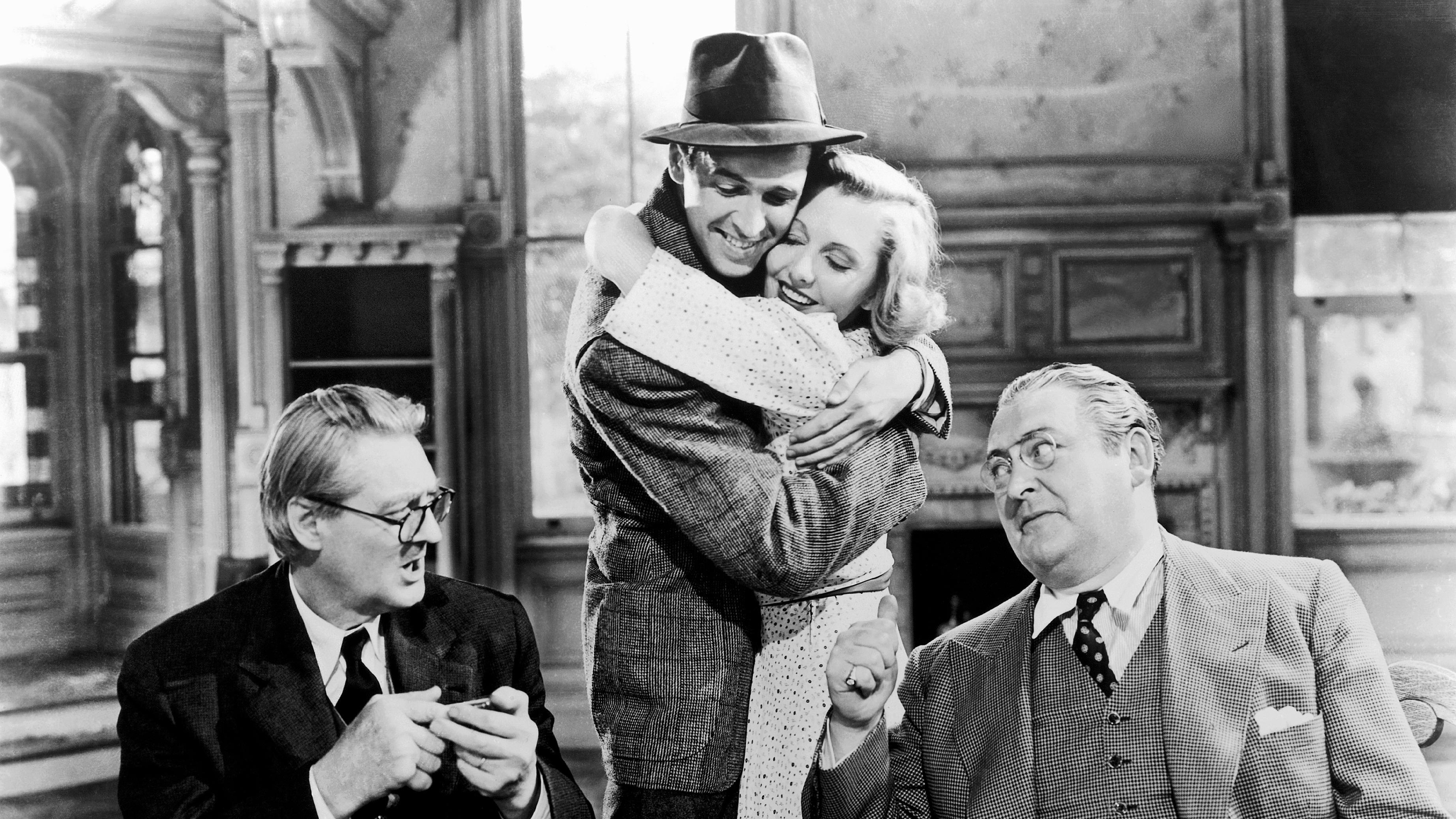 Lionel Barrymore, Jimmy Stewart, Jean Arthur and Edward Arnold in You Can't Take It With You