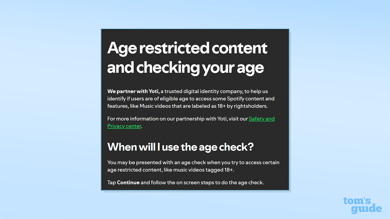 Spotify's statement on its age verification process
