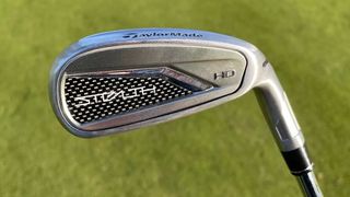 TaylorMade Stealth HD Irons showing its carbon fiber heel design