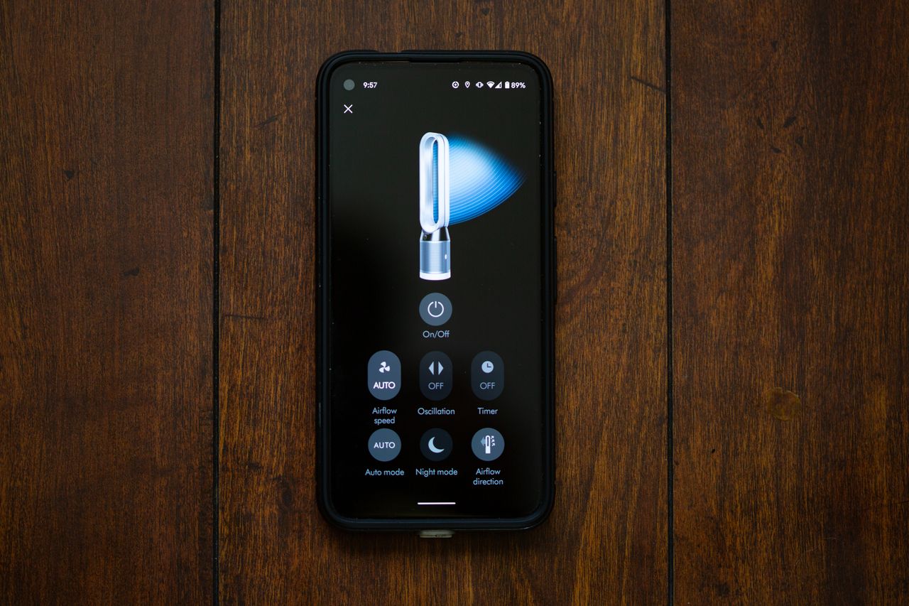 controls for the Dyson TP04 in the Dyson android app