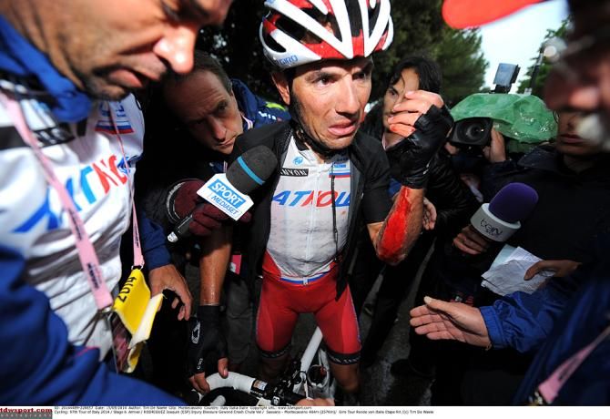 Joaquim Rodriguez in pain again after crashing out of the Giro.