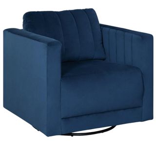 Enderlin navy blue velvet swivel accent chair, available at Ashley Furniture