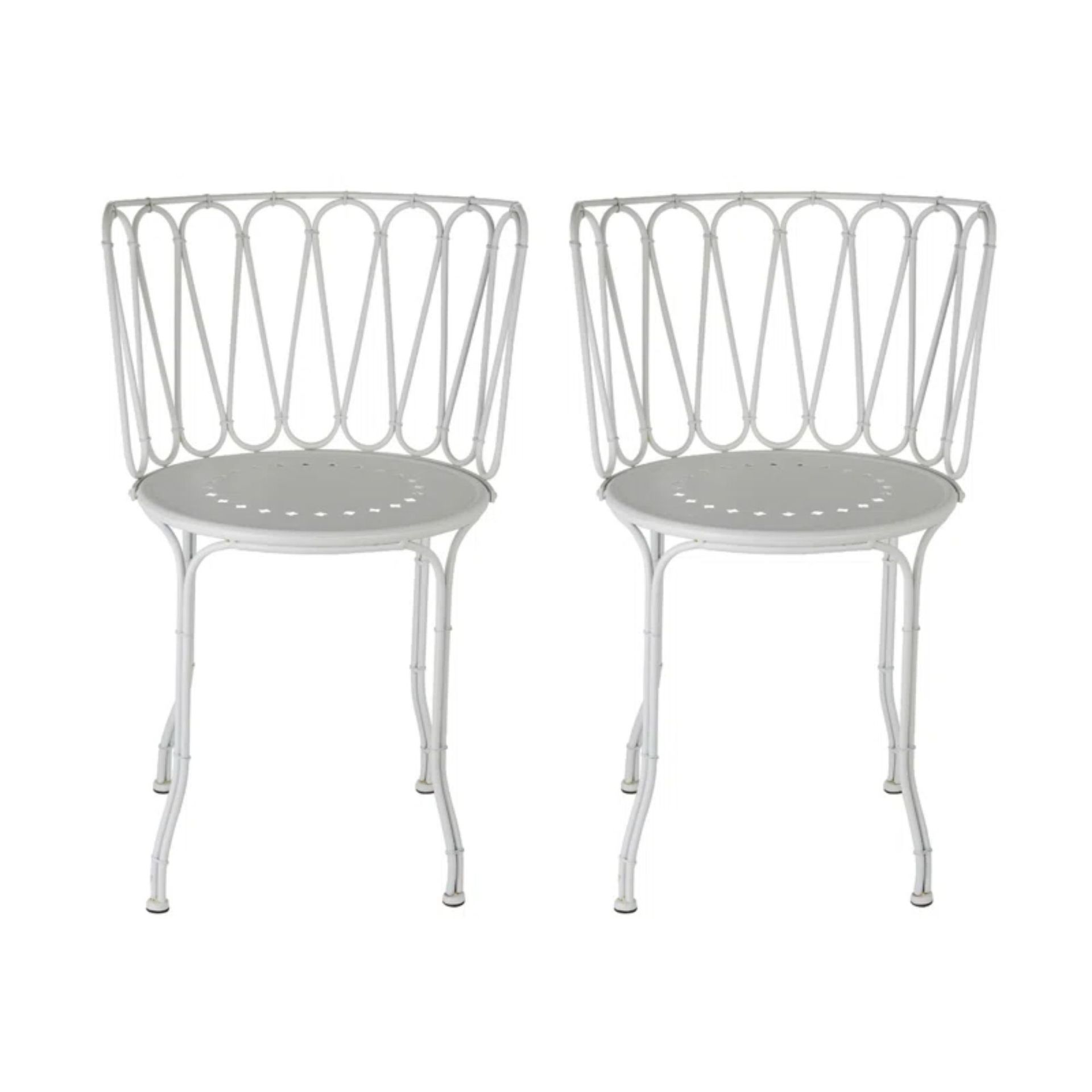 2 Piece Metal Petal Back Bistro Chairs