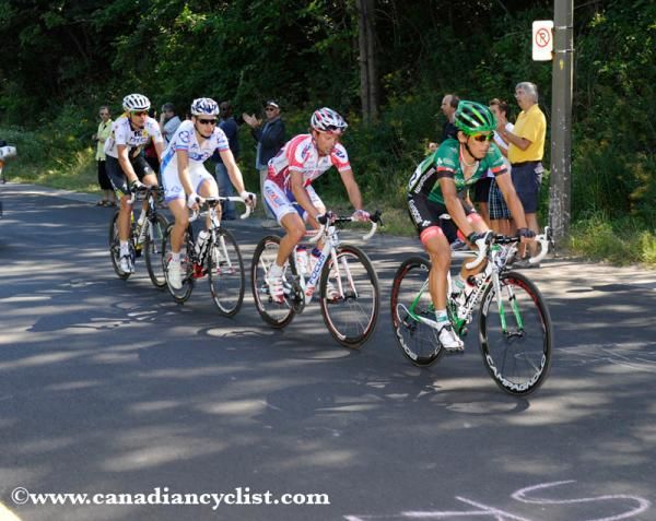 The break: Yukiya Arashiro (Team Europcar), Danilo di Luca (Katusha Team),Anthony Geslin (FDJ), and Danny Pate (HTC)