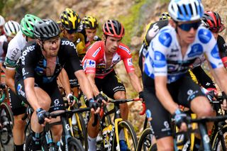 ALTU DEL GAMONITEIRU SPAIN SEPTEMBER 02 Primoz Roglic of Slovenia and Team Jumbo Visma red leader jersey during the 76th Tour of Spain 2021 Stage 18 a 1626km stage from Salas to Altu dEl Gamoniteiru 1770m lavuelta LaVuelta21 on September 02 2021 in Altu dEl Gamoniteiru Spain Photo by Tim de WaeleGetty Images