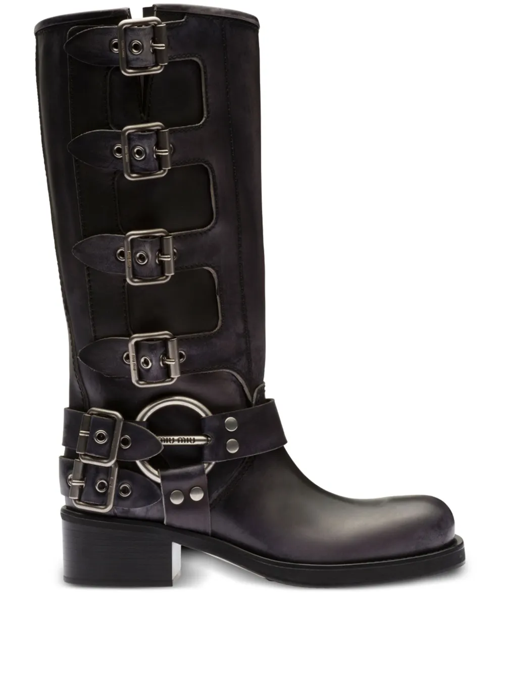 Miu Miu Buckle-Detail Leather Boots | 34