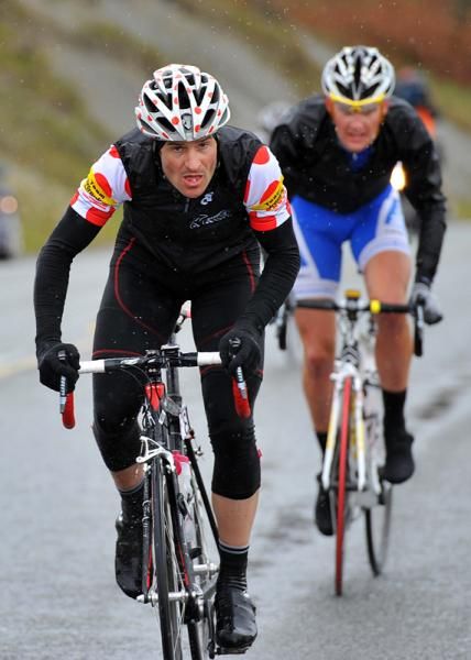 Joe Chapman of Creation Signs &ndash; L&amp;M Group Racing makes maximum points on the climb over Gorge Hill