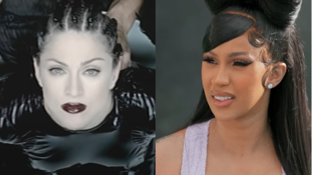 Madonna in &quot;Human Nature&quot; music video and Cardi B on Cardi Tries.