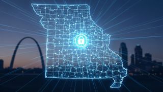 Map of Missouri with a VPN protection graphic