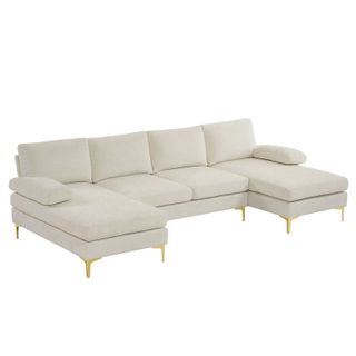 a white sectional sofa