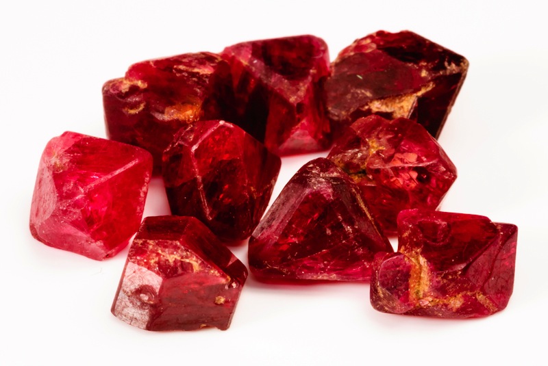 Natural spinel gemstones.