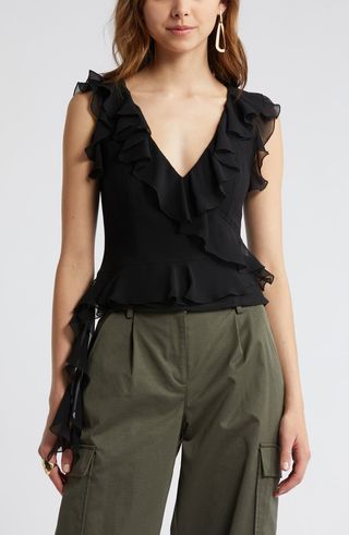 Ruffle Sleeveless Crop Top