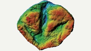 A multicolor 3D scan of a tyrannosaur footprint