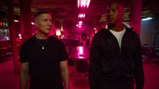 Joseph Sikora and Isaac Keys as Tommy and Diamond looking at each other in Power Book IV: Force season 2