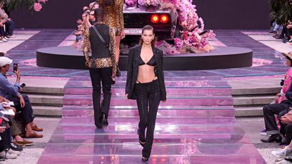 Is the Exposed Thong Trend Coming Back? - Bella Hadid Wears High-Rise Thong  on Versace Men's Runway