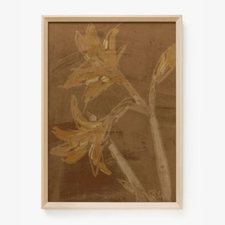 brown abstract floral artwork