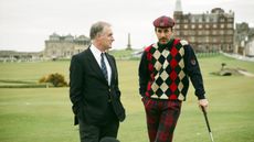 Golfer in traditional dress