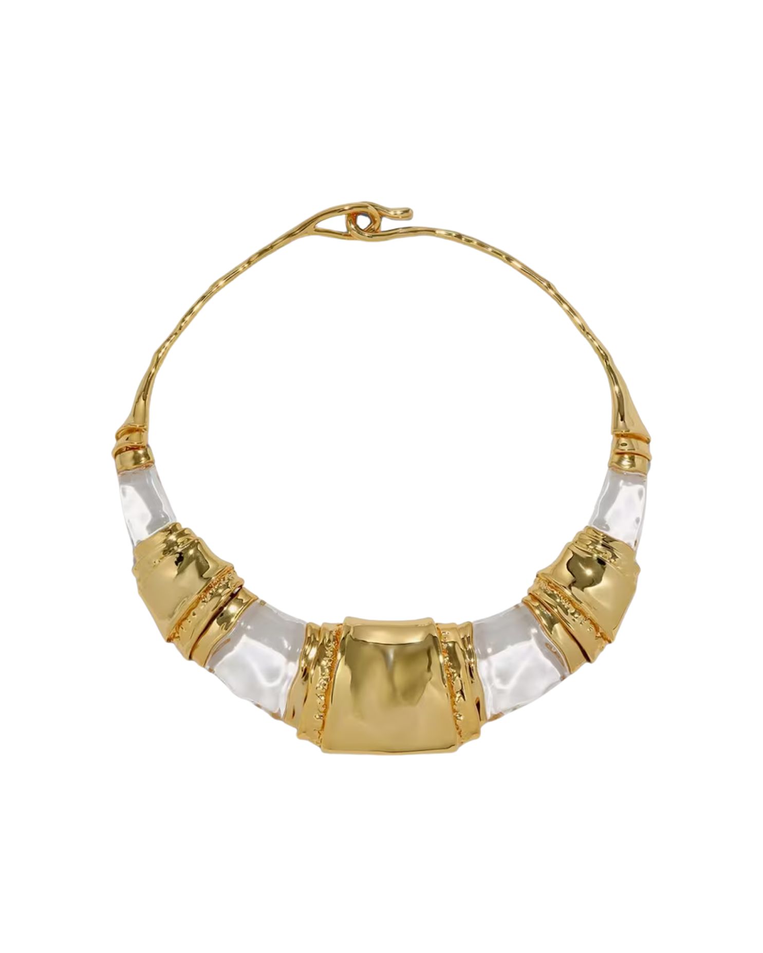 14ct Gold-Plated Liquid Lucite Brutalist Collar Necklace