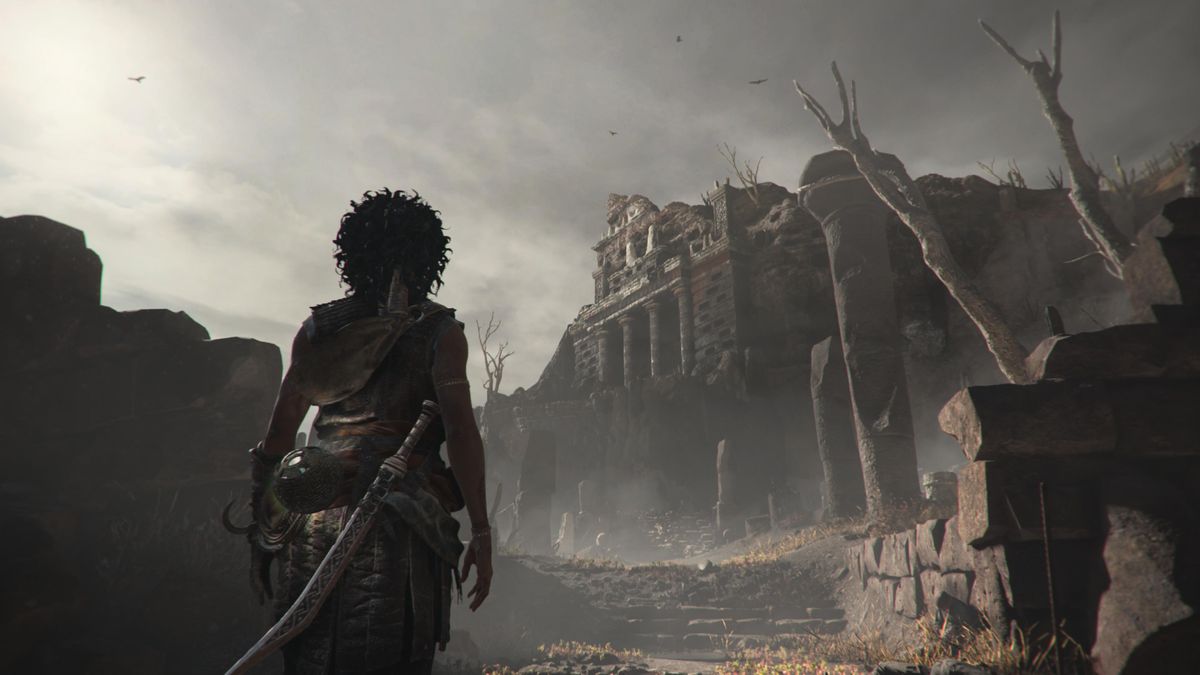 Screens from a fantasy video game set in ancient greek ruins
