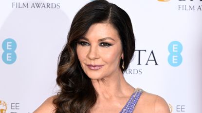 Catherine Zeta-Jones poses during the EE BAFTA Film Awards 2023 at The Royal Festival Hall on February 19, 2023 in London, England. 