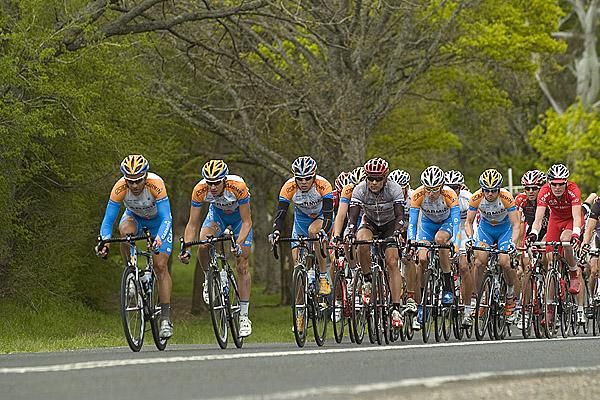 The chasing bunch in search of Stuart Shaw around two minutes up the road.