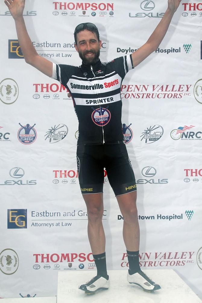 Timothy Rugg (Battley Ducati-Spokes Etc p/b District Taco) collects his Sommervile Sports jersey for the best sprinter of the day.