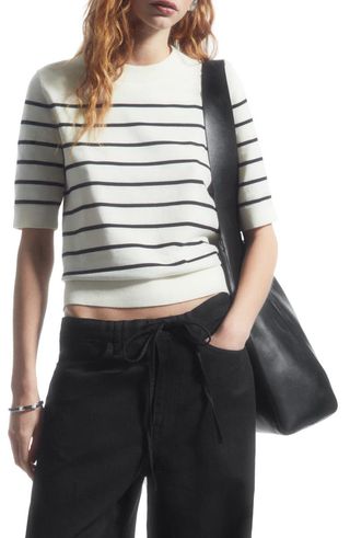 Stripe Short Sleeve Sweater