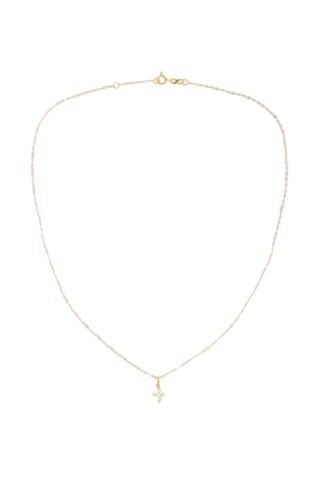 Gigi Clozeau Classic Gigi Cross 18-Karat Gold, Resin and Diamond Necklace on white background
