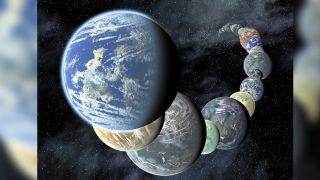 An artist's illustration of terrestrial planets 
