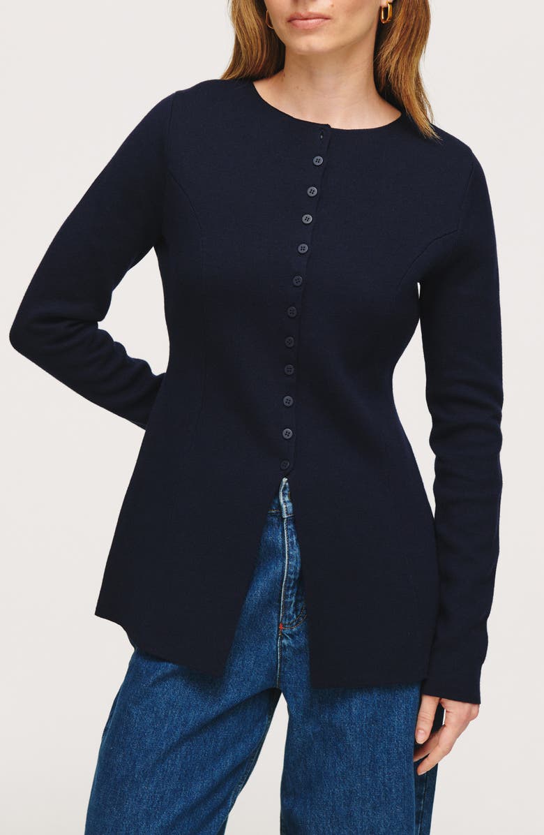 Daphne Split Hem Organic Cotton & Wool Blend Cardigan