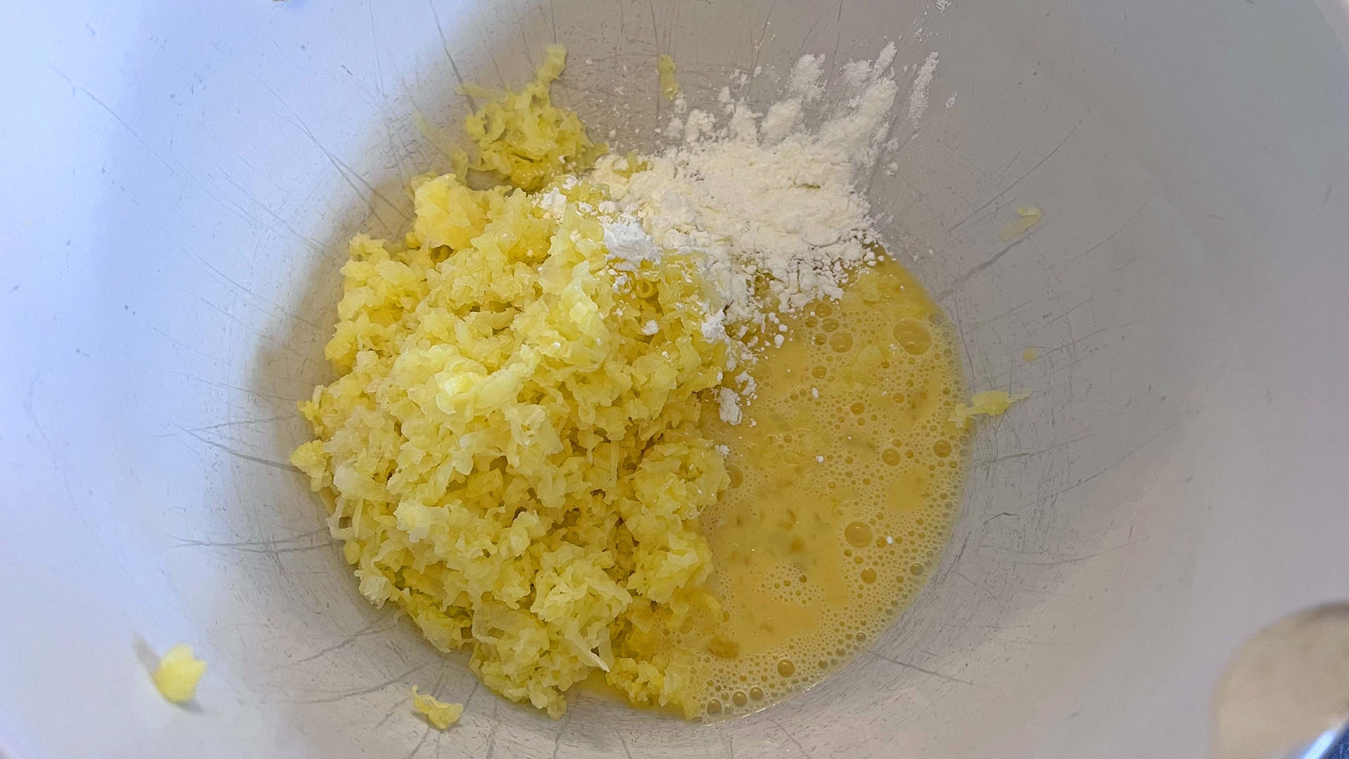 Grated potato mixture with flour