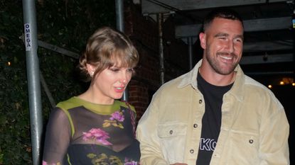 Travis Kelce and Taylor Swift have dinner at Waverly Inn on October 15, 2023 in New York City.