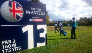 Dan in action on the 13th tee at The Grove the day after The British Masters
